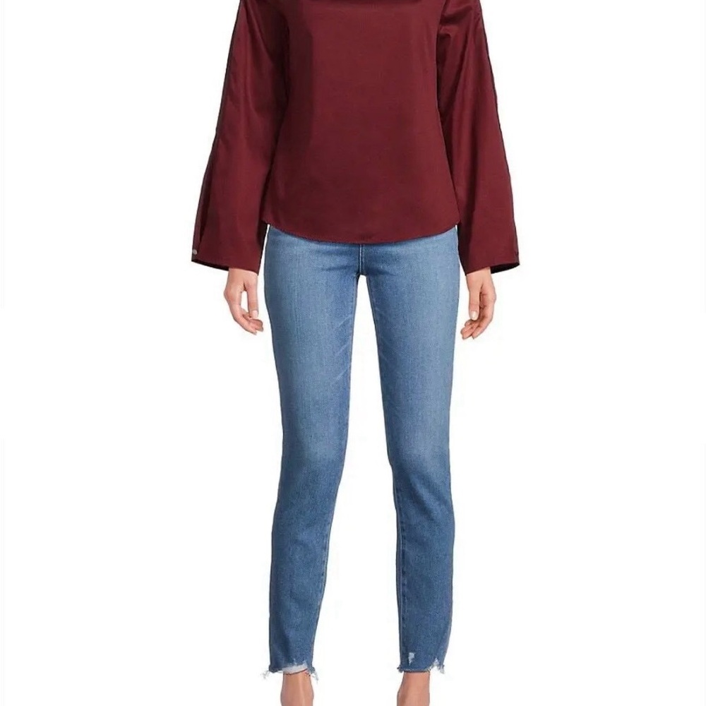 Harshman Liora Cotton Sateen Blouse Burgundy - Picture 5 of 11